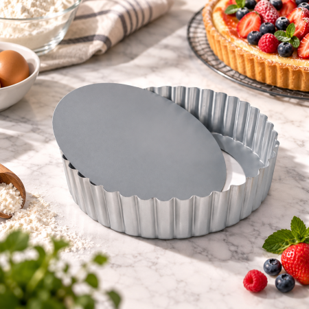 Totul pentru Cofetarie, Patiserie,Pizza - Tava Tarta  Rotunda cu Fund Detasabil - Ø 20 cm