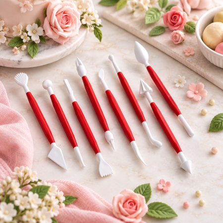 Totul pentru Cofetarie, Patiserie,Pizza - Ustensile modelare martipan set 8 buc