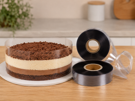 Totul pentru Cofetarie, Patiserie,Pizza - Rola acetofan HPVC 40 mm x 300 m, 37 microni, pentru tort