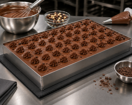 Tavi,Retine Pizza - Tava cofetarie din inox cu o margine detasabila 580x400x20 mm