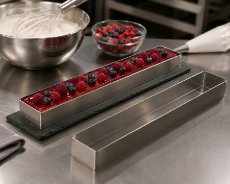 Tavi,Retine Pizza - Tava cofetarie din inox cu o margine detasabila 580x100x20 mm