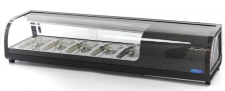Vitrine tapas sau sushi - Vitrină Sushi și Tapas - 132 L - include 5 cuve GN 1/2 - Model de Masă