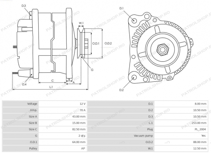 Alternator + vacuum pump Nissan Patrol Y60 2.8 - PATROL SHOP [4]