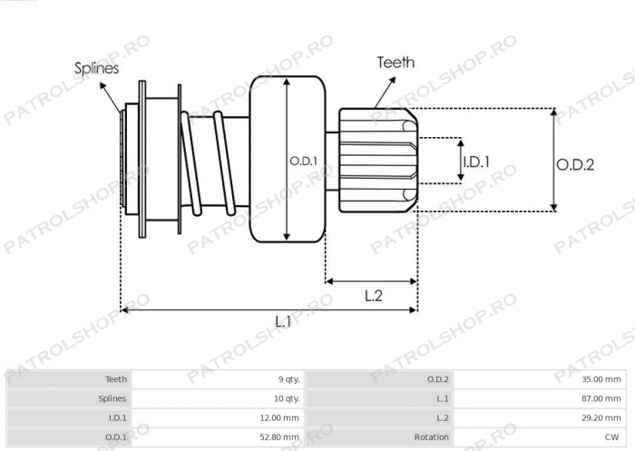 Starter bendix drive Nissan Patrol Y60 Y61 2.8 - PATROL SHOP [4]