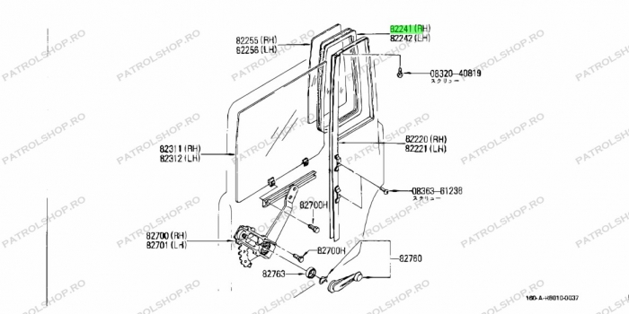 Rear left door quarter window weatherstrip OEM Nissan Patrol Y60 LWB - PATROL SHOP [1]