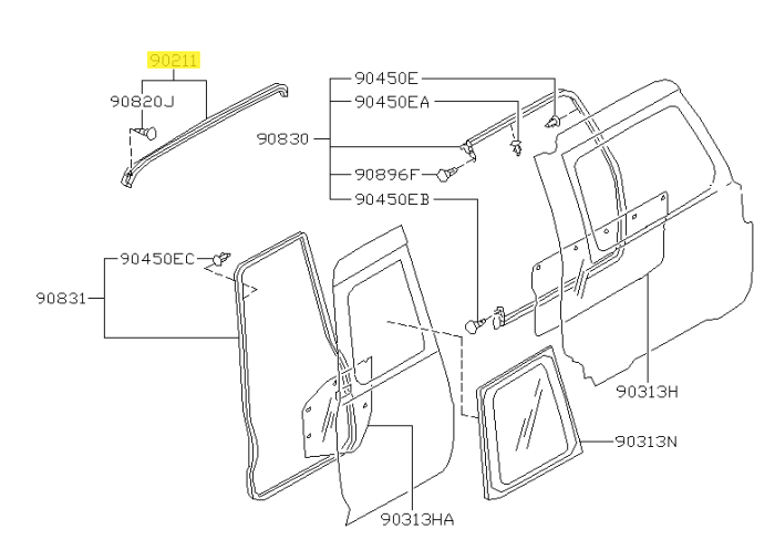Back doors opening upper weatherstrip OEM Nissan Patrol Y61 [1]