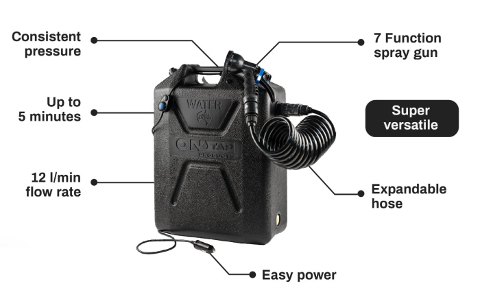 ONTAP 12V 22-Liter Portable Camping Shower - Black [5]