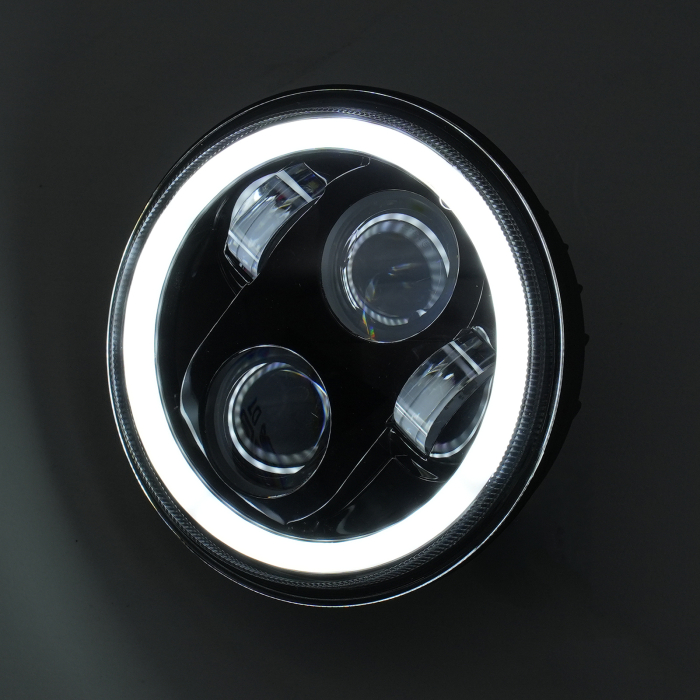 Far LED rotund 5.75 inch - cu DRL angel-eyes alb si semnalizare galbena - 9-30V [2]