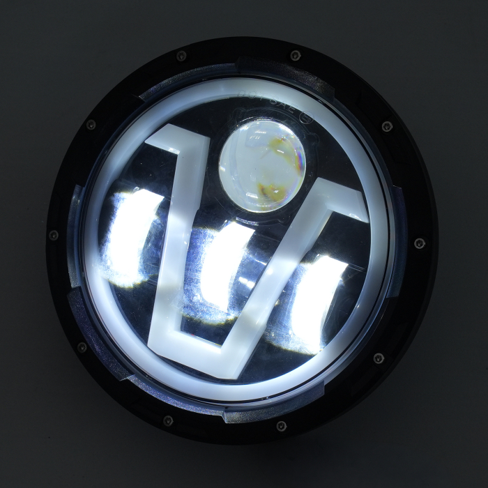 Far LED rotund 7 inch - cu DRL model V alb si semnalizare galbena - 9-30V [4]