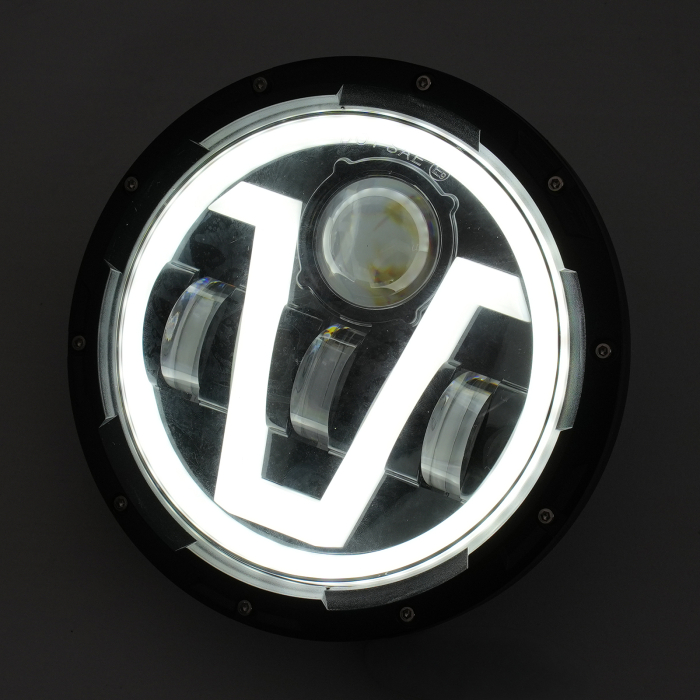 Far LED rotund 7 inch - cu DRL model V alb si semnalizare galbena - 9-30V [2]