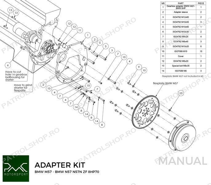 Flansa adaptare motor BMW 3.0d M57 - cutie BMW 8HP/GS6-53DZ - PATROL SHOP [2]
