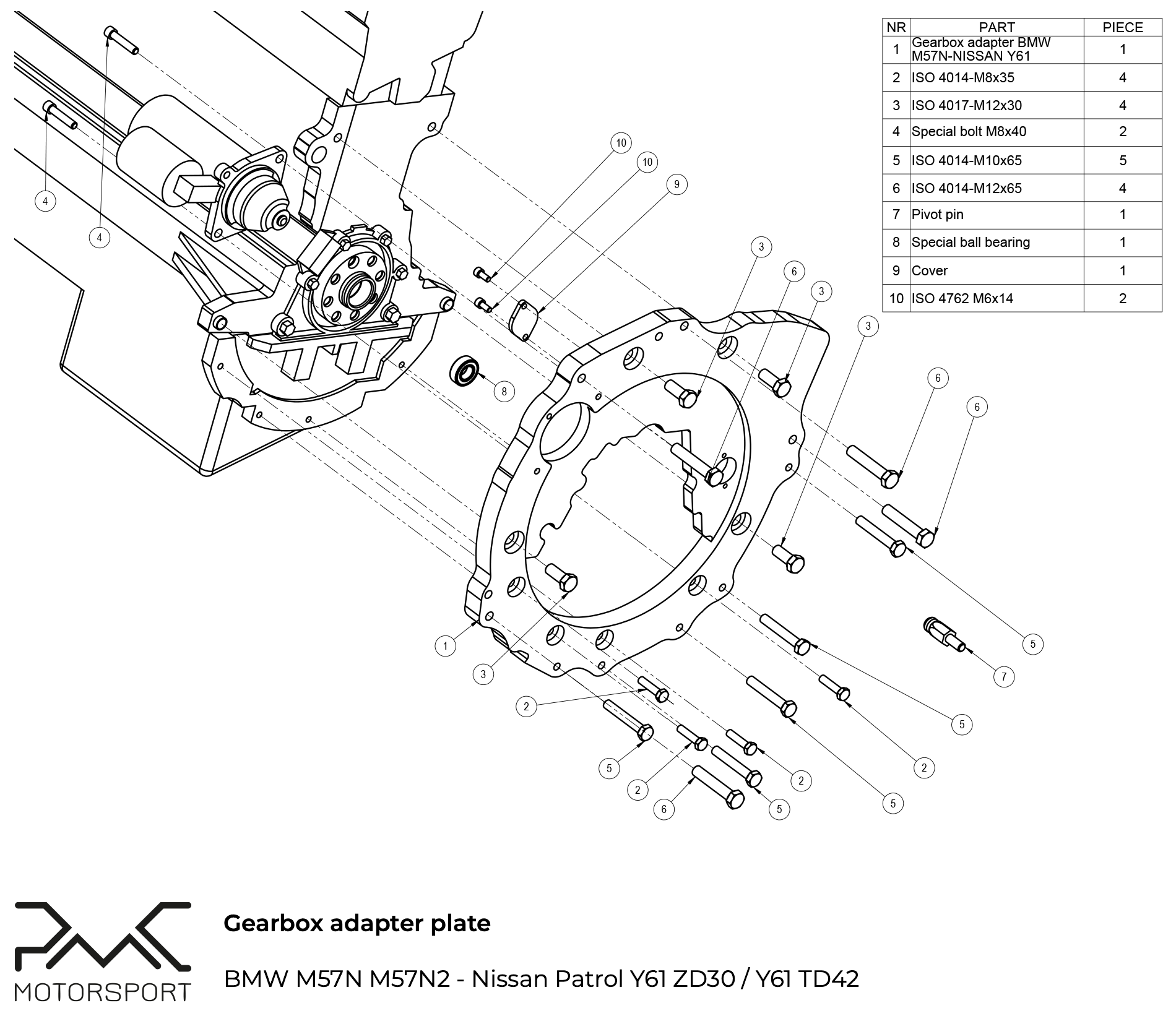 Flansa adaptare motor BMW 3.0d M57N - cutie Nissan Patrol 3.0 - PATROL SHOP [2]