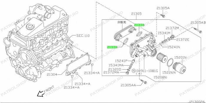 Oil cooler gasket OEM Nissan Patrol Y61 3.0 ZD30 - PATROL SHOP [1]
