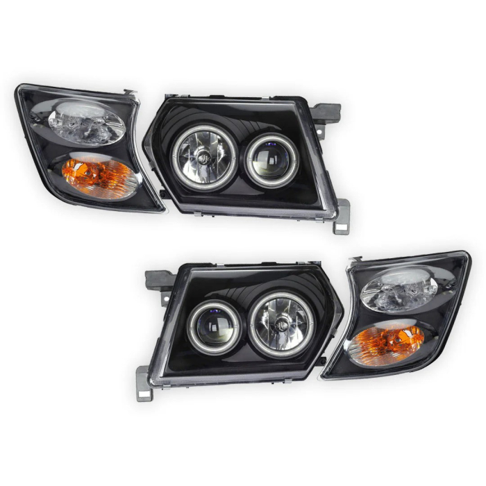 Set faruri angel eyes + semnalizari tuning negre Nissan Patrol Y61 1998-2004 [2]