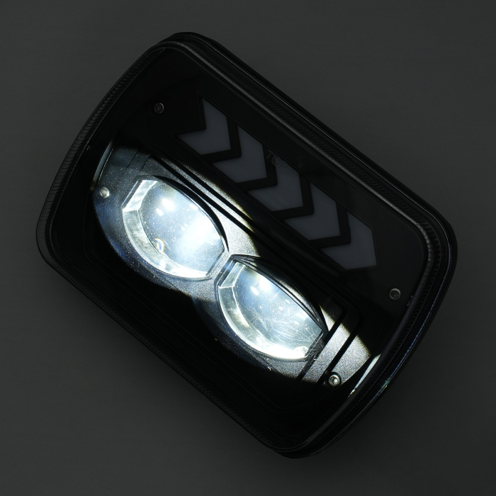 Set faruri LED dreptunghiulare 5x7 inch - cu DRL alb si semnalizare galbena - 12-24V [6]