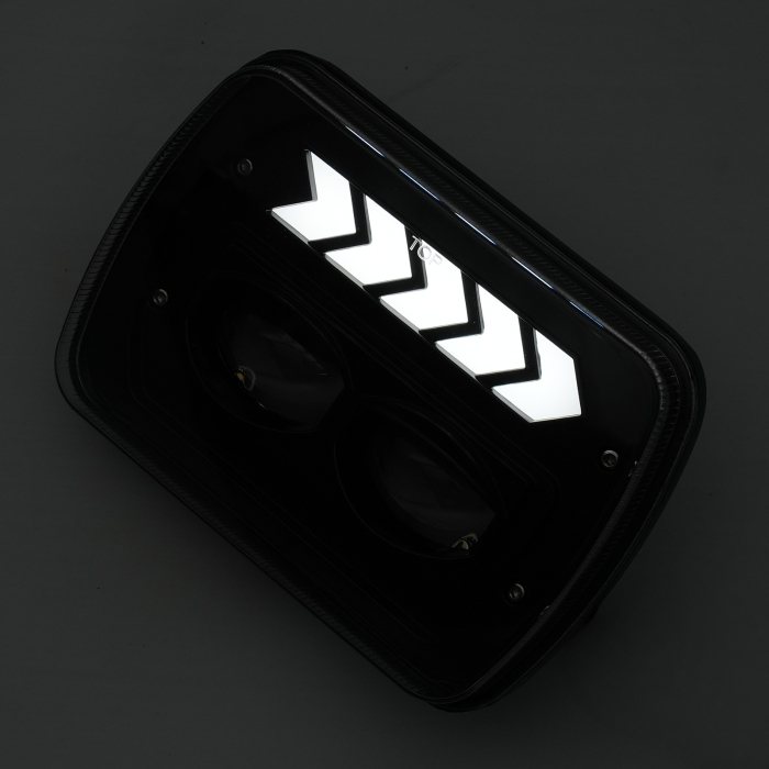 Set faruri LED dreptunghiulare 5x7 inch - cu DRL alb si semnalizare galbena - 12-24V [3]