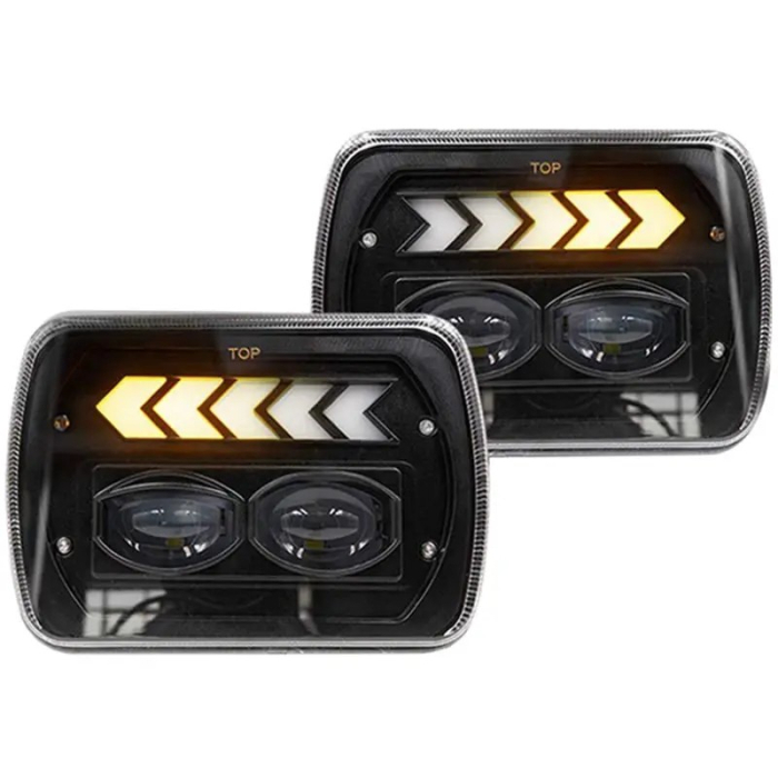 Set faruri LED dreptunghiulare 5x7 inch - cu DRL alb si semnalizare galbena - 12-24V [2]