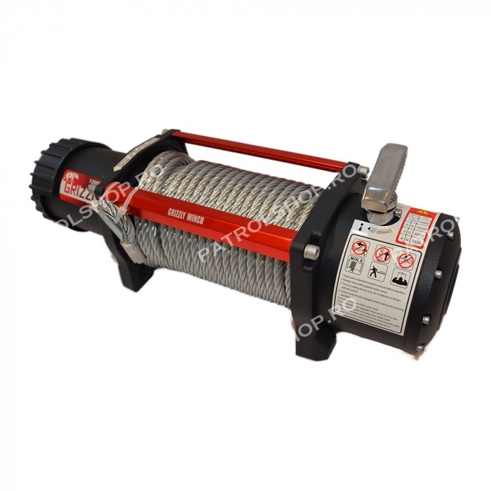 Electric winch Grizzly 13000 lbs - 5897 kg - 180:1 ratio - steel cable - PATROL SHOP [3]