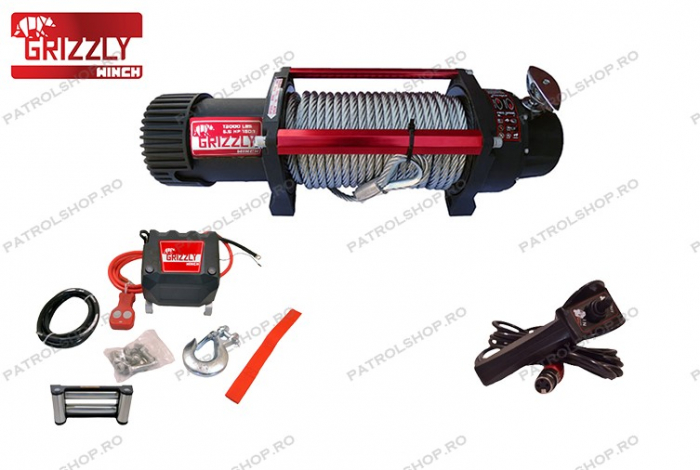 Electric winch Grizzly 13000 lbs - 5897 kg - steel cable - PATROL SHOP [1]