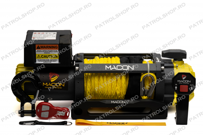 Electric winch Macon Yellow Hawk 12000 lbs 12V - 5443 kg - synthetic  rope  - PATROL SHOP [1]