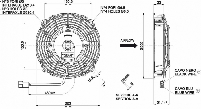 Electric fan 12V SPAL 190 mm - suction [2]