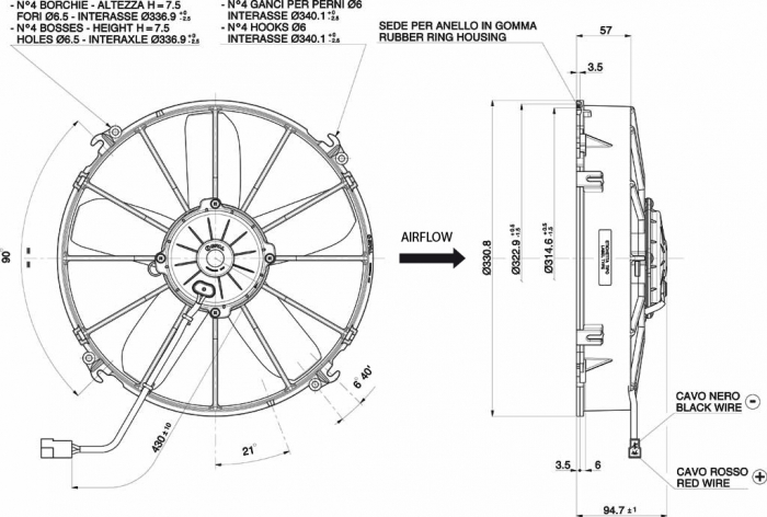 Ventilator electric 12V SPAL 305 mm - aspirare [2]