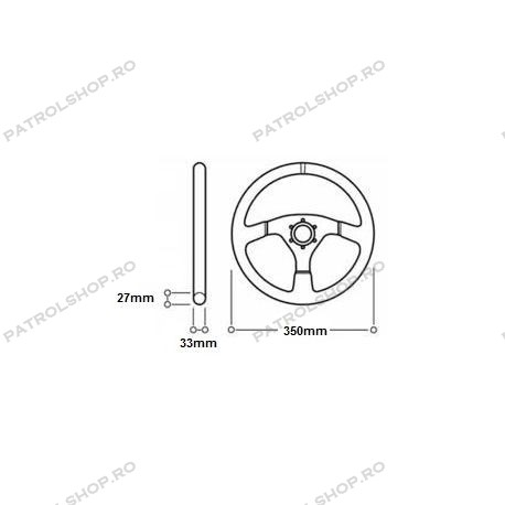 Universal steering wheel 350 mm flat suede leather RACES - PATROL SHOP [2]