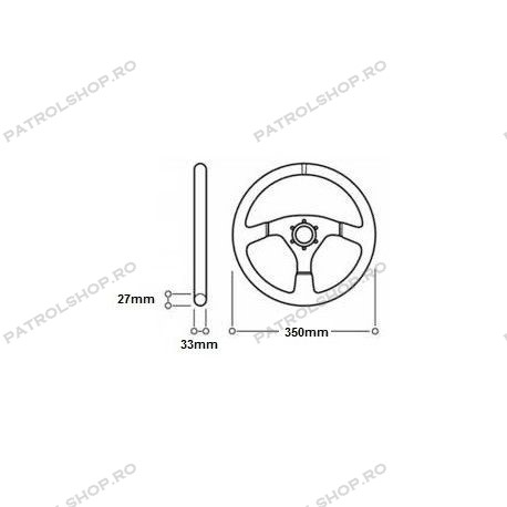 Universal steering wheel 350 mm flat suede leather RACES - PATROL SHOP [2]