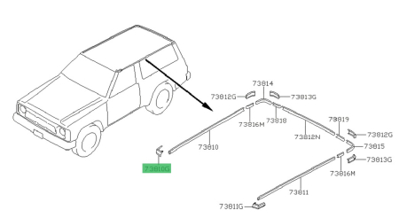 Accesorii - Capac capat ornament jgheab plafon OE Nissan Patrol Y60 - fata dreapta