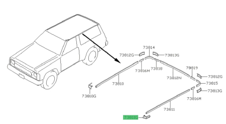 Exterior - End cap roof moulding OE Nissan Patrol Y60 - front left