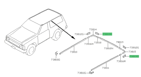Accessories - End cap roof moulding OE Nissan Patrol Y60 - side left/rear right
