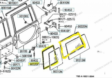 Chedere - Cheder geam usa mare portbagaj OEM Nissan Patrol Y60 - PATROL SHOP