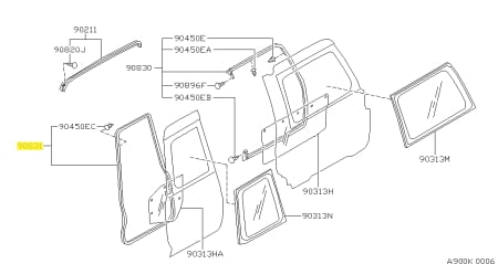 Weatherstrips - Back left door weatherstrip OEM Nissan Patrol Y61