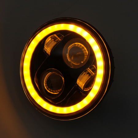 Far LED rotund 5.75 inch - cu DRL angel-eyes alb si semnalizare galbena - 9-30V [2]