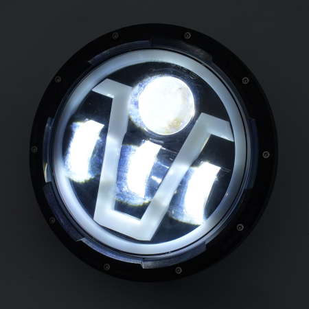 Far LED rotund 7 inch - cu DRL model V alb si semnalizare galbena - 9-30V [4]