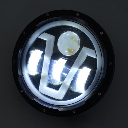 Far LED rotund 7 inch - cu DRL model V alb si semnalizare galbena - 9-30V [3]