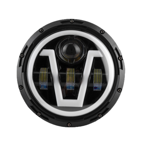 EXTERIOR - Far LED rotund 7 inch - cu DRL model V alb si semnalizare galbena - 9-30V