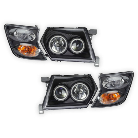 Set faruri angel eyes + semnalizari tuning negre Nissan Patrol Y61 1998-2004 [1]