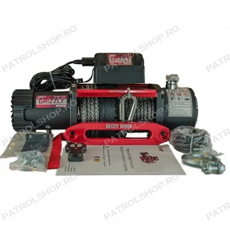 Recuperare - Troliu electric Grizzly 13000 lbs - 5897 kg - raport 180:1 - sufa sintetica - PATROL SHOP