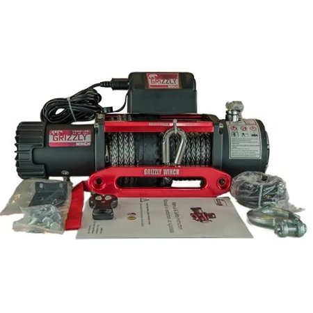 RECUPERARE - Troliu electric Grizzly 13000 lbs - 5897 kg - raport 180:1 - sufa sintetica - PATROL SHOP