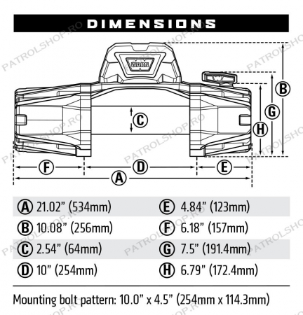 Troliu WARN VR EVO 8 - 3630 kg - cablu otel - PATROL SHOP [3]