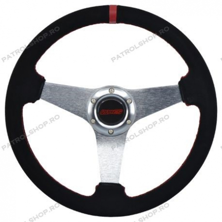 Interior - Volan universal 350 mm plat piele intoarsa RACES - PATROL SHOP