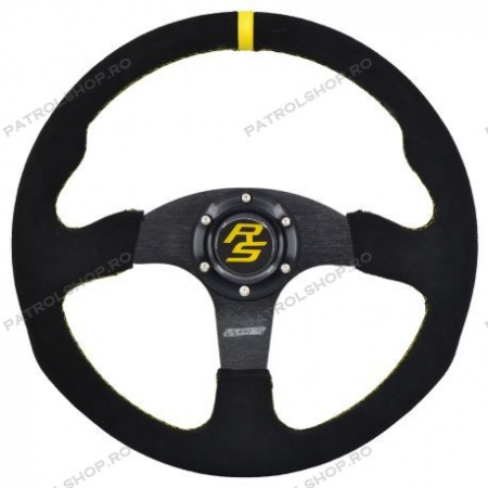 Interior - Volan universal 350 mm plat piele intoarsa RACES - PATROL SHOP