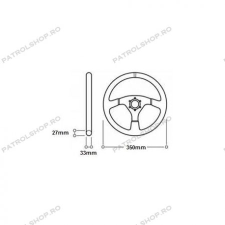 Volan universal 350 mm plat piele intoarsa RACES - PATROL SHOP [1]