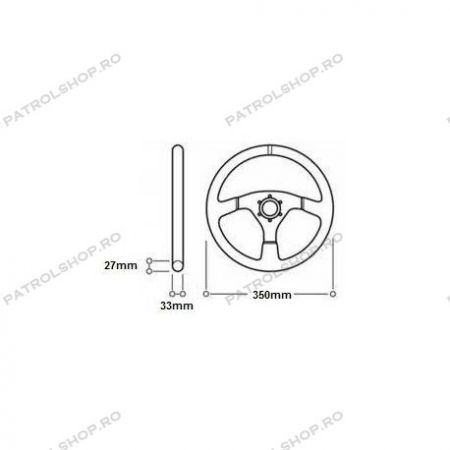 Volan universal 350 mm plat piele intoarsa RACES - PATROL SHOP [1]