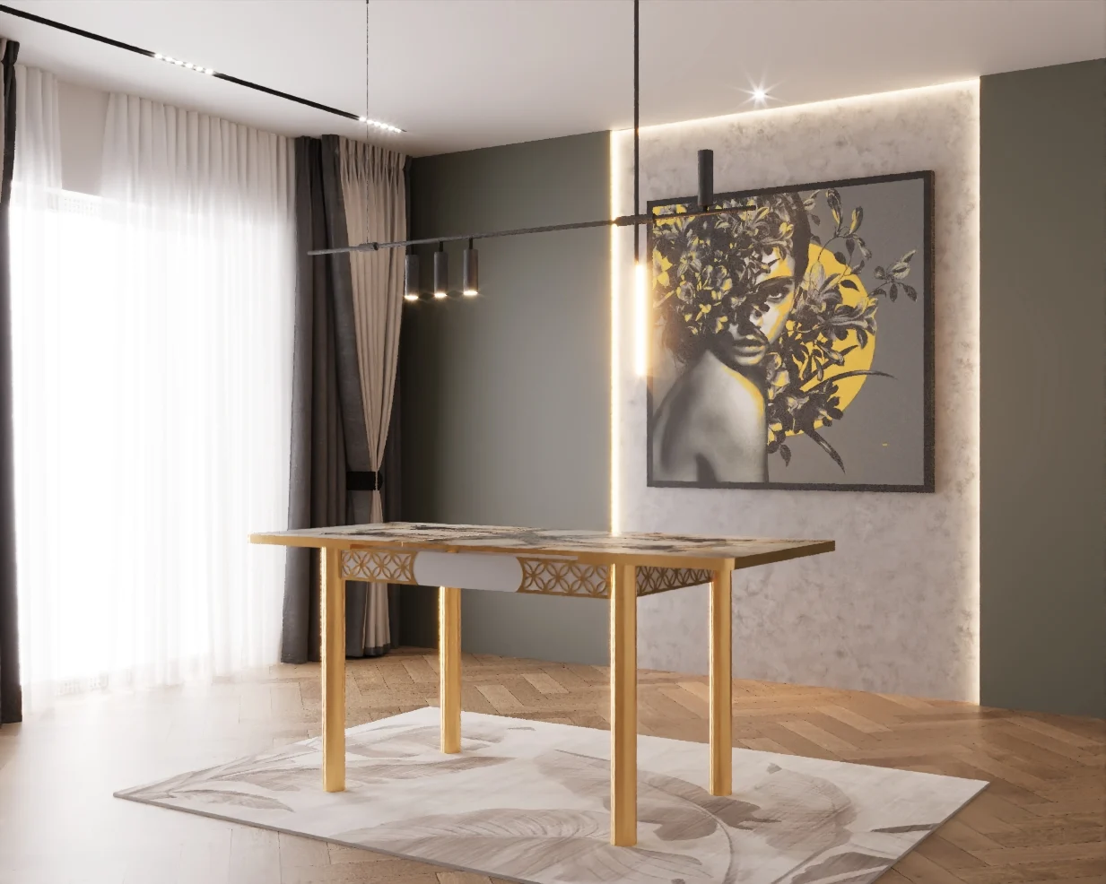 Set masa extensibila cu 6 scaune Lux Culoare GRI [5]