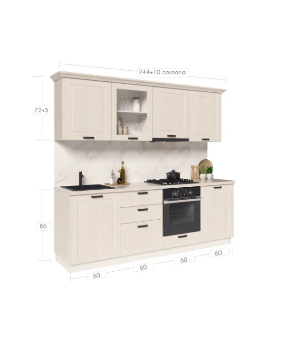 Bucatarie ATHENA 2.44 MDF, 244x223x60cm, lemn alb [6]