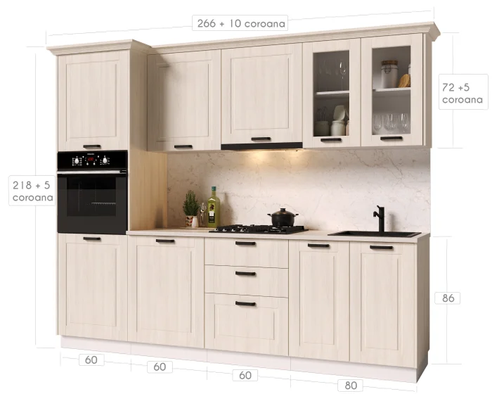 Bucatarie ATHENA 2.66 MDF, 266x223x60cm, lemn alb [7]