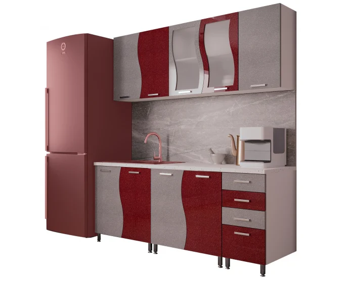 Bucatarie CIP S MDF Rosu Metalizat 2m [3]