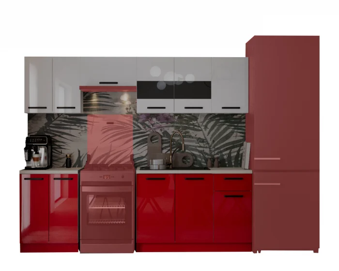 Bucatarie Daria Alb Rosu 240x60x200 cm [4]